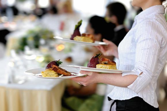 Staff serving Main dishes at a Wedding in Berkshire